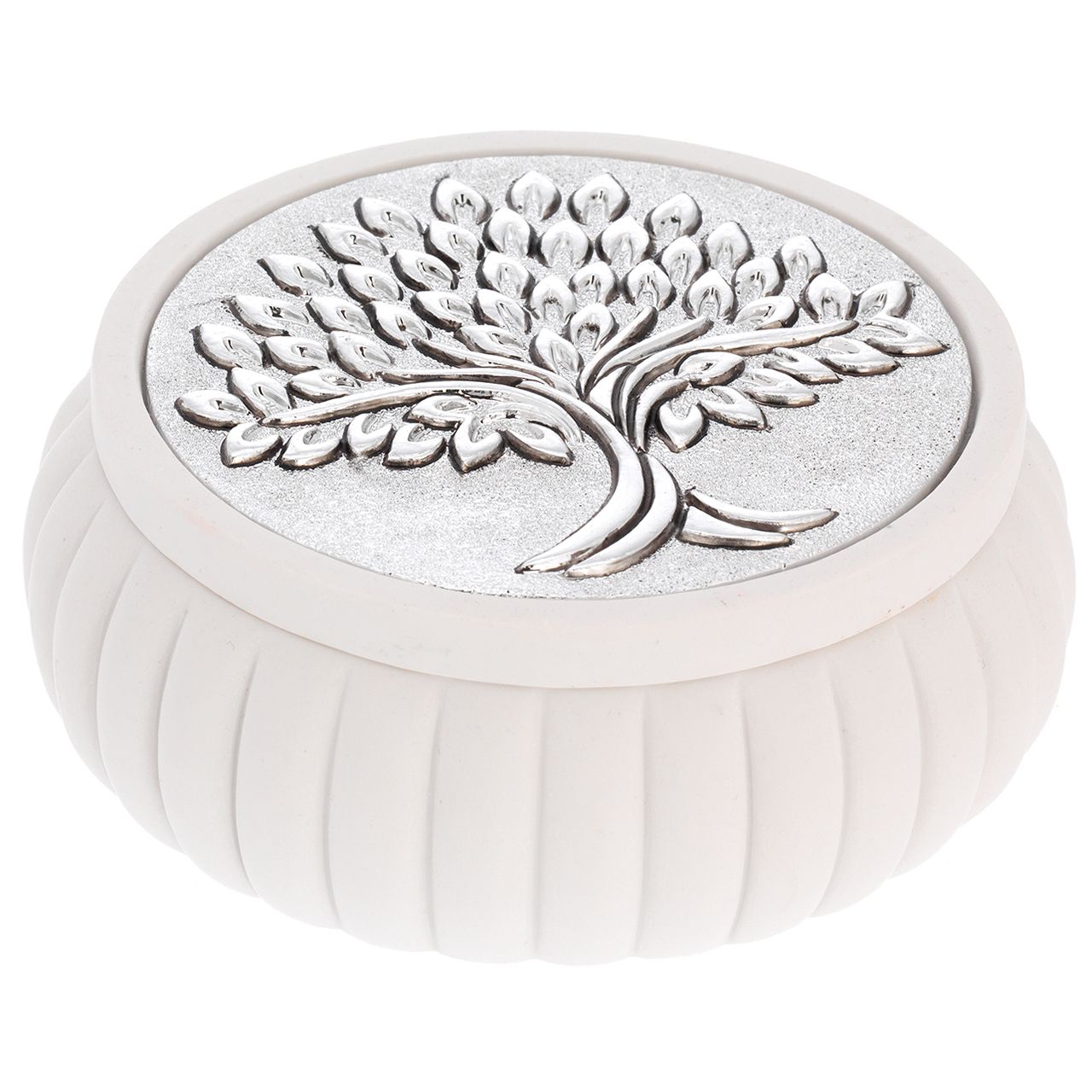 SCATOLINA TONDA D. 11,5*4,5 FESONATA CON DECORO ALBERO SPIGHE